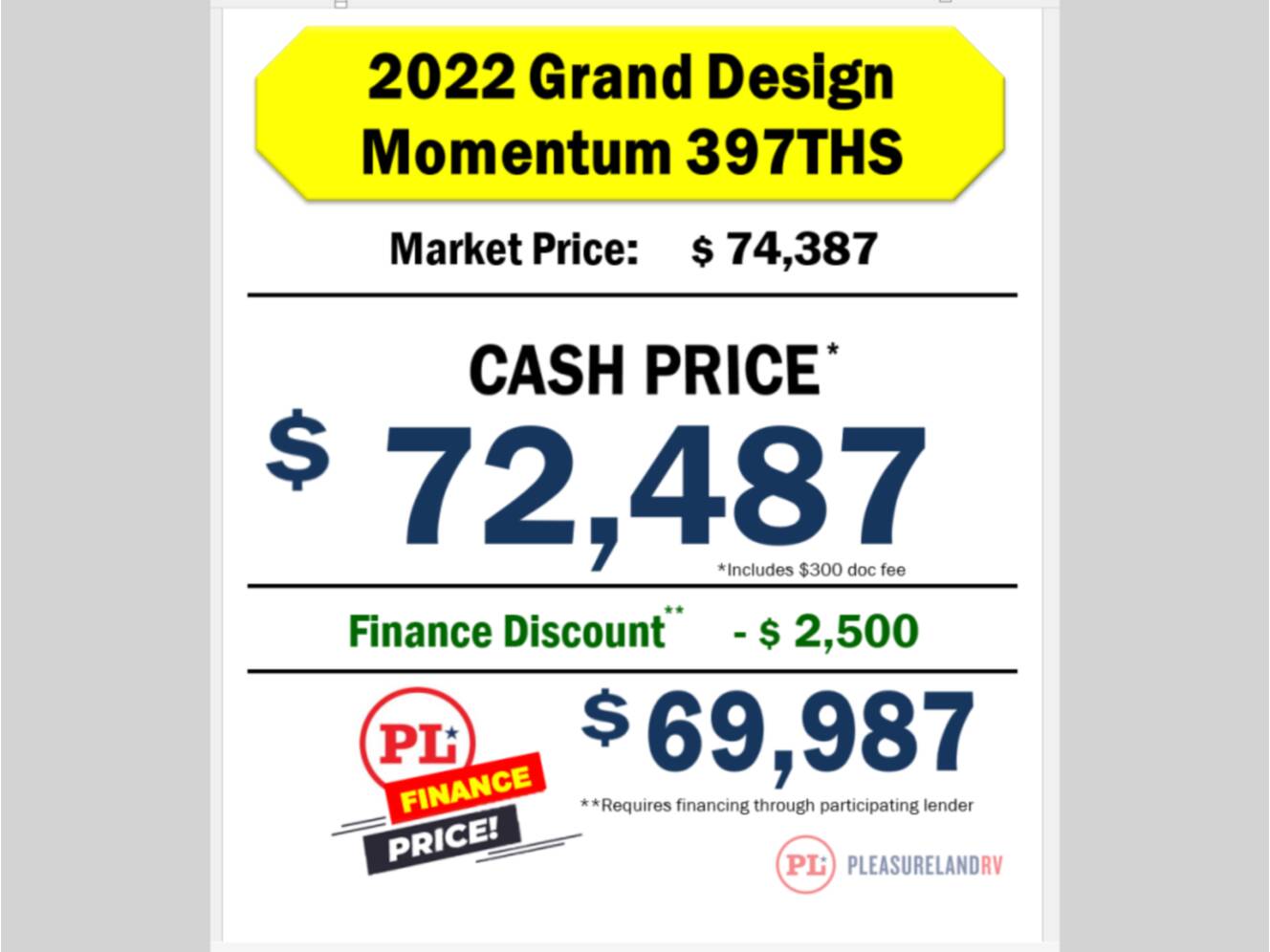 A photo of this 2022 Grand Design Momentum 397THS