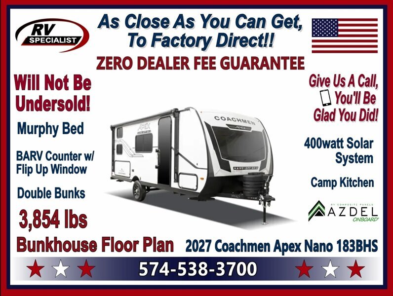 2027 Coachmen Apex Nano 183BH in goshen IN