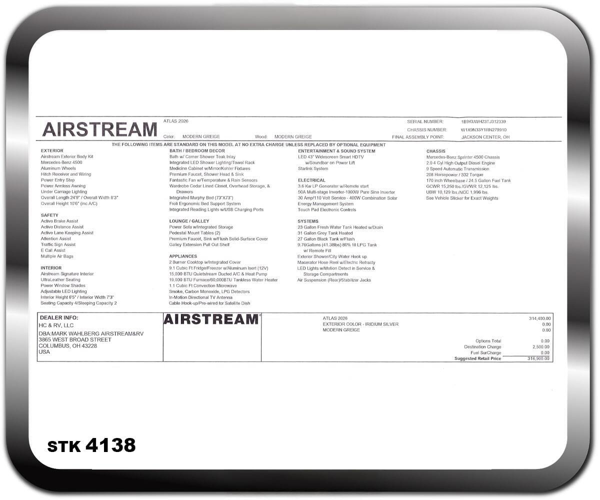 2026 Airstream Atlas in columbus OH