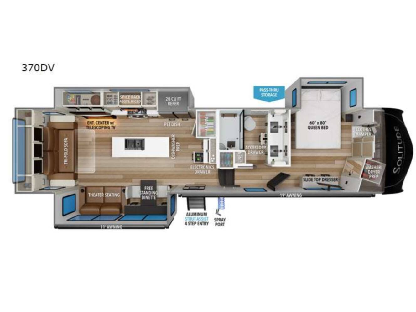 A photo of this 2026 Grand Design Solitude 370DV FULL BODY PAINT - SMOKE