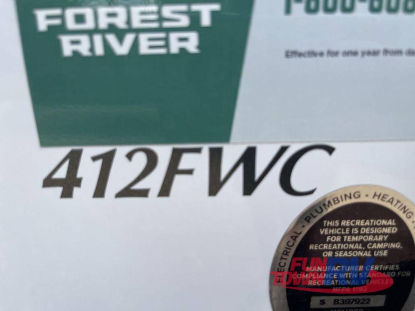 A photo of this 2026 Forest River Rv Cedar Creek 412FWC