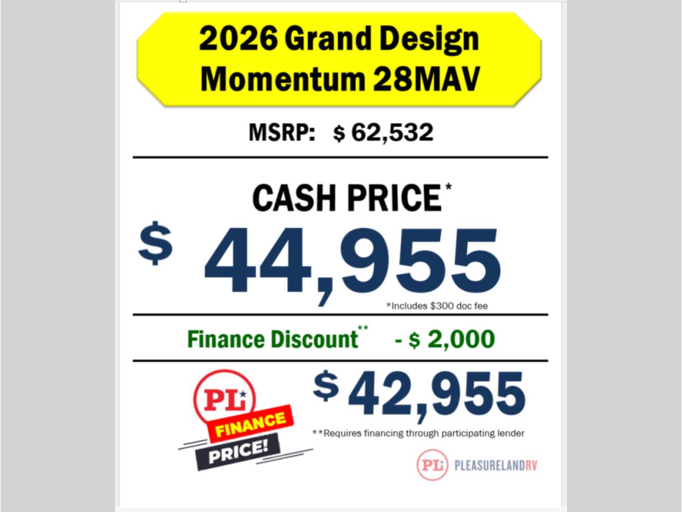 A photo of this 2026 Grand Design Momentum MAV 28MAV