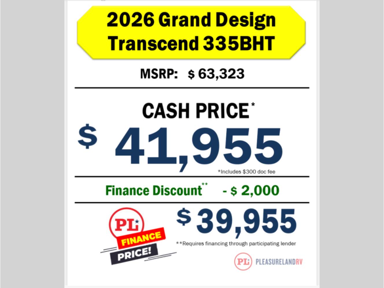 A photo of this 2026 Grand Design Transcend 335BHT