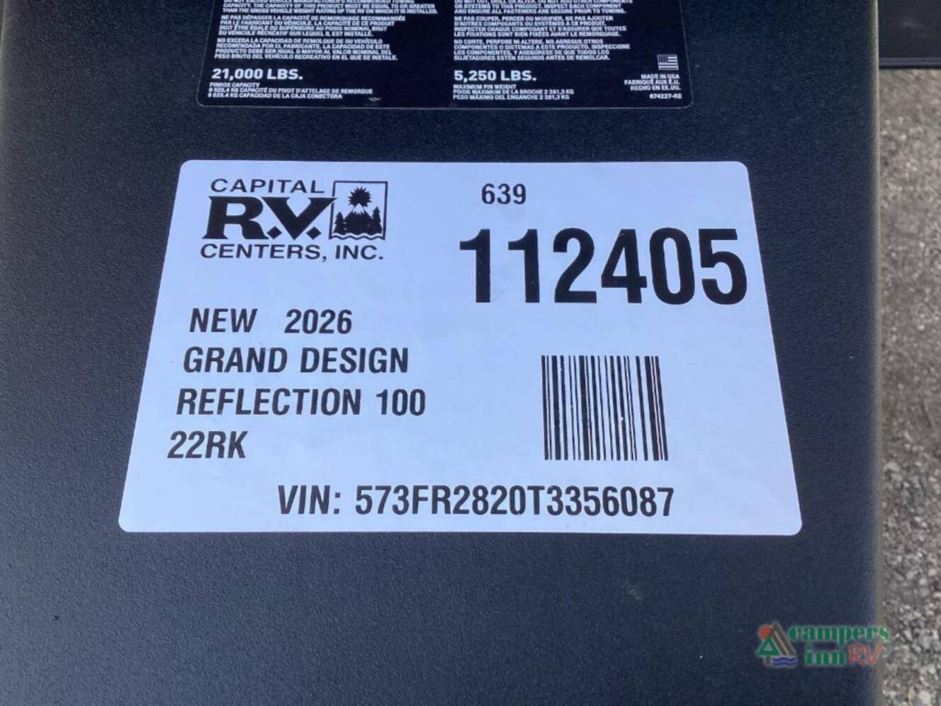 A photo of this 2026 Grand Design Reflection 100 Series 22RK