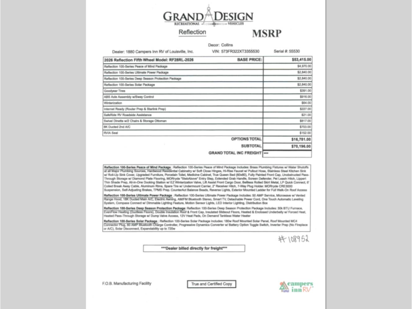 A photo of this 2026 Grand Design Reflection 100 Series 28RL
