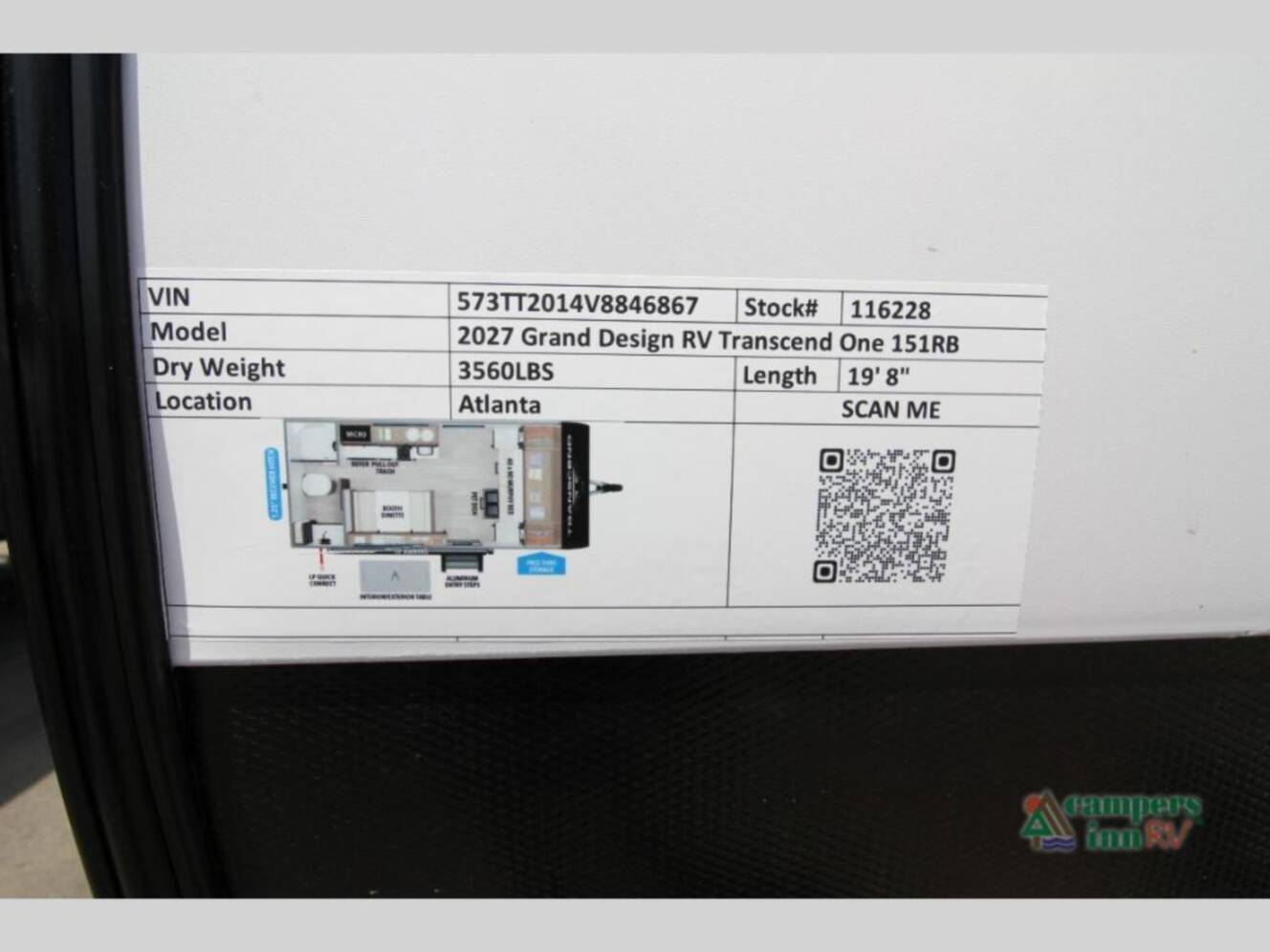 A photo of this 2027 Grand Design Transcend One 151RB