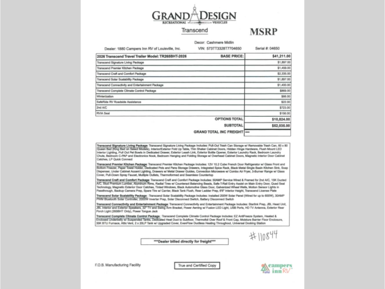 A photo of this 2026 Grand Design Transcend Xplor 265BHT