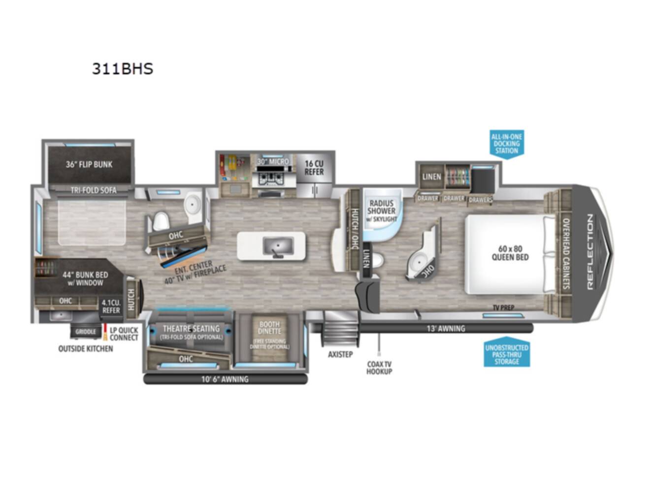 A photo of this 2023 Grand Design Reflection 311BHS