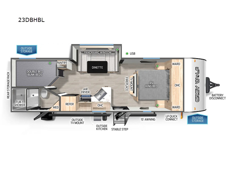 2025 Forest River Rv Cherokee Grey Wolf Black Label 23DBHBL in odessa TX