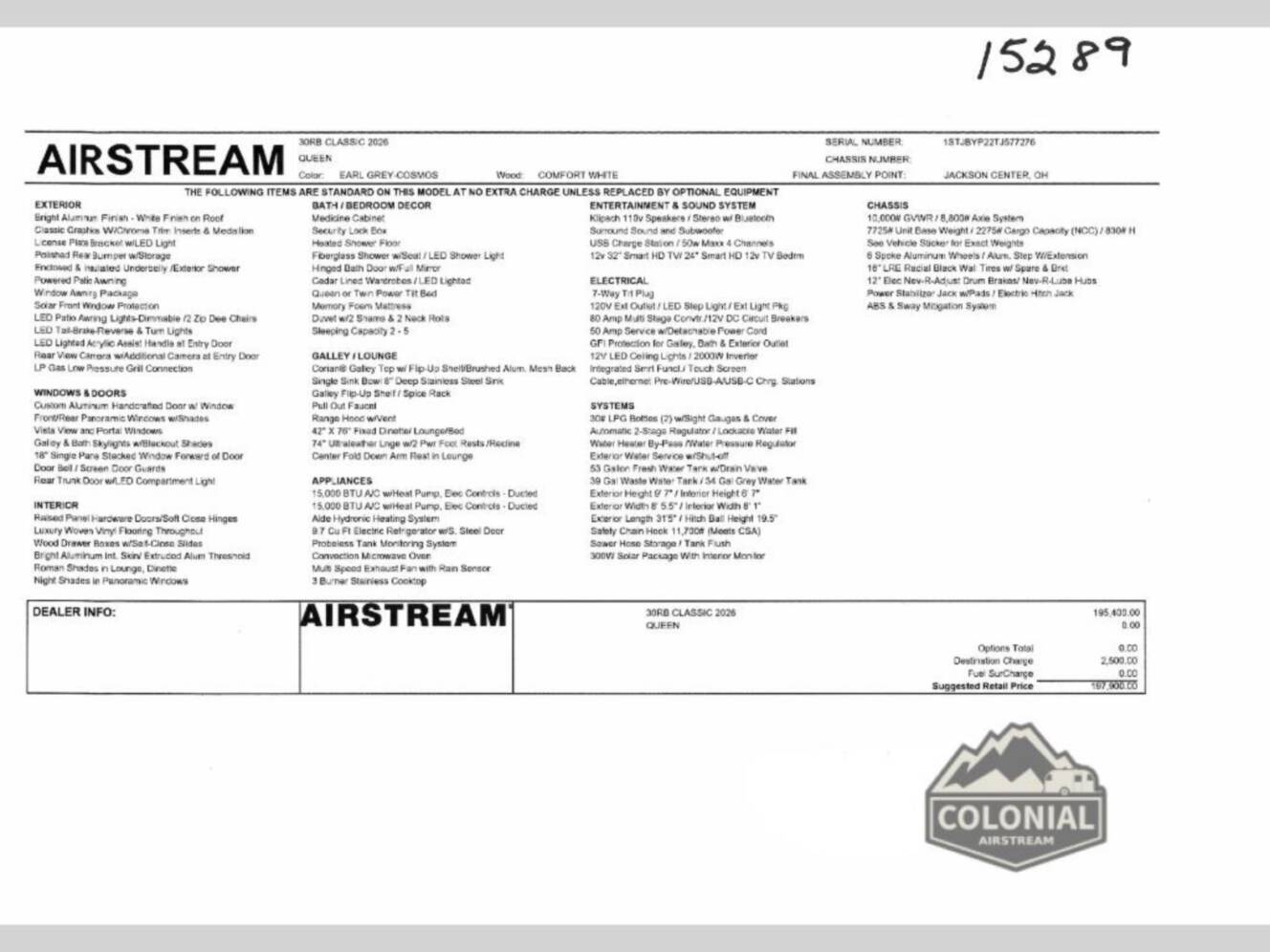 A photo of this 2026 Airstream Classic 30RBQ Queen