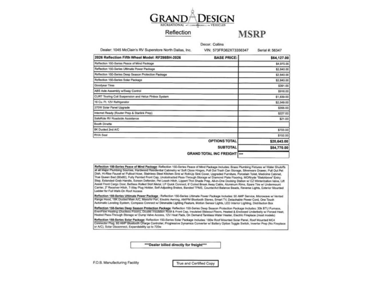 A photo of this 2026 Grand Design Reflection 150 Series 298BH