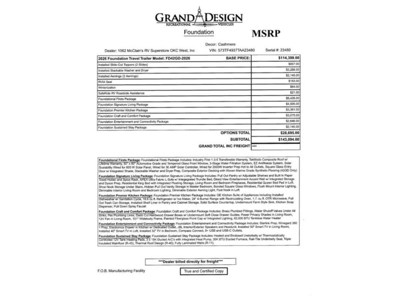 A photo of this 2026 Grand Design Foundation 42GD