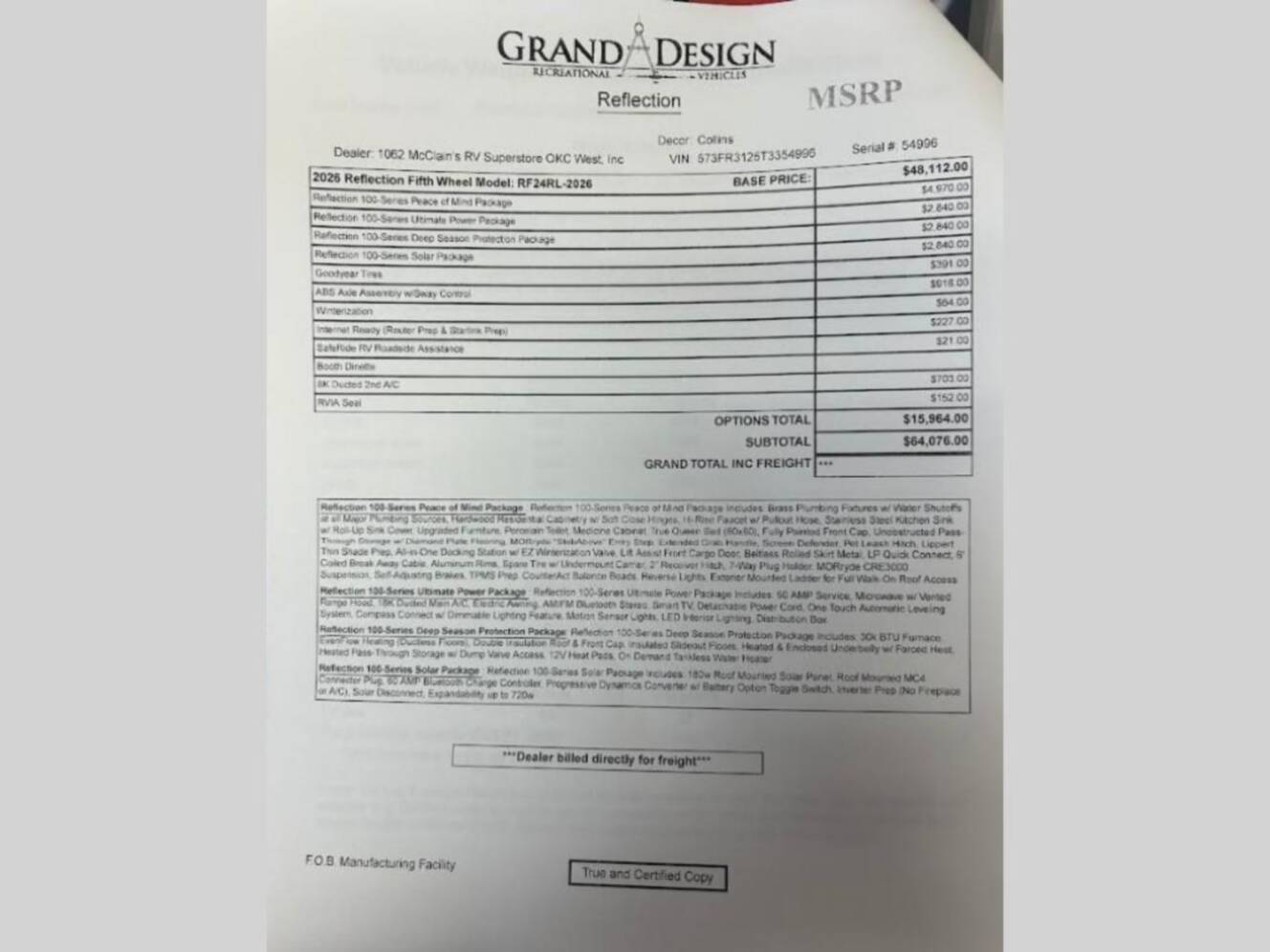 A photo of this 2026 Grand Design Reflection 100 Series 24RL
