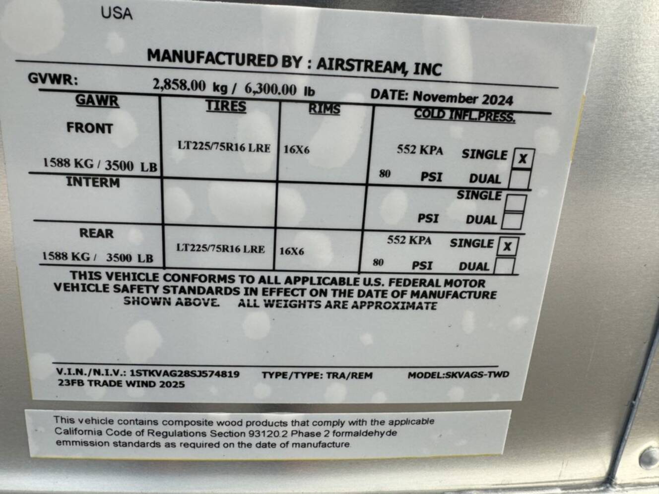 A photo of this 2025 Airstream Trade Wind 23FB