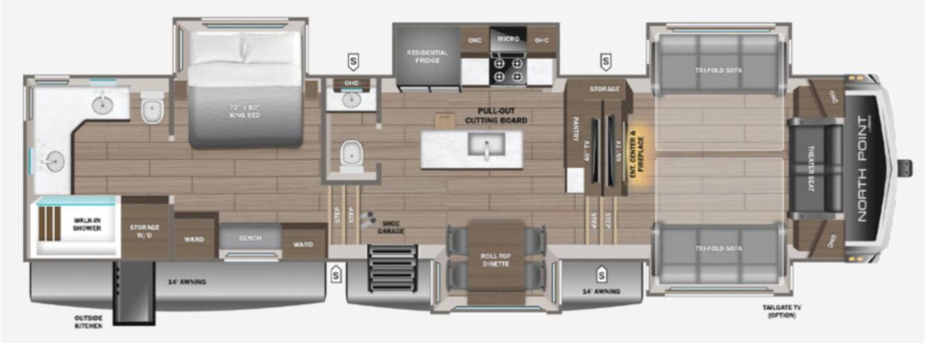 A photo of this 2026 Jayco Fifth Wheels North Point 382FLRB