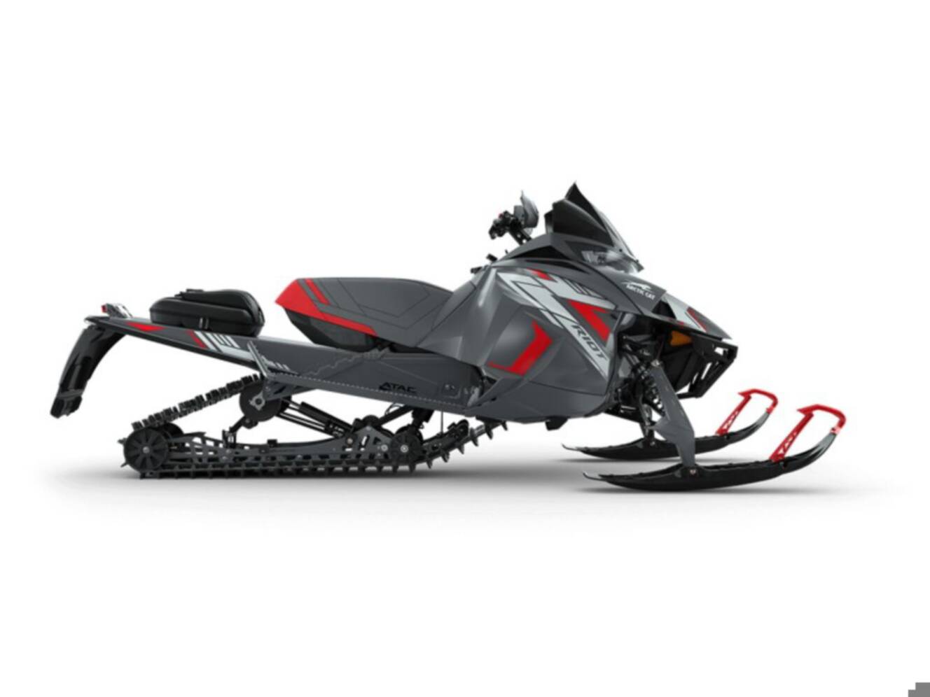 A photo of this 2022 Arctic Cat  Riot 8000 146"/1.60" ARS II w/ ATAC Fire Red Full Send 