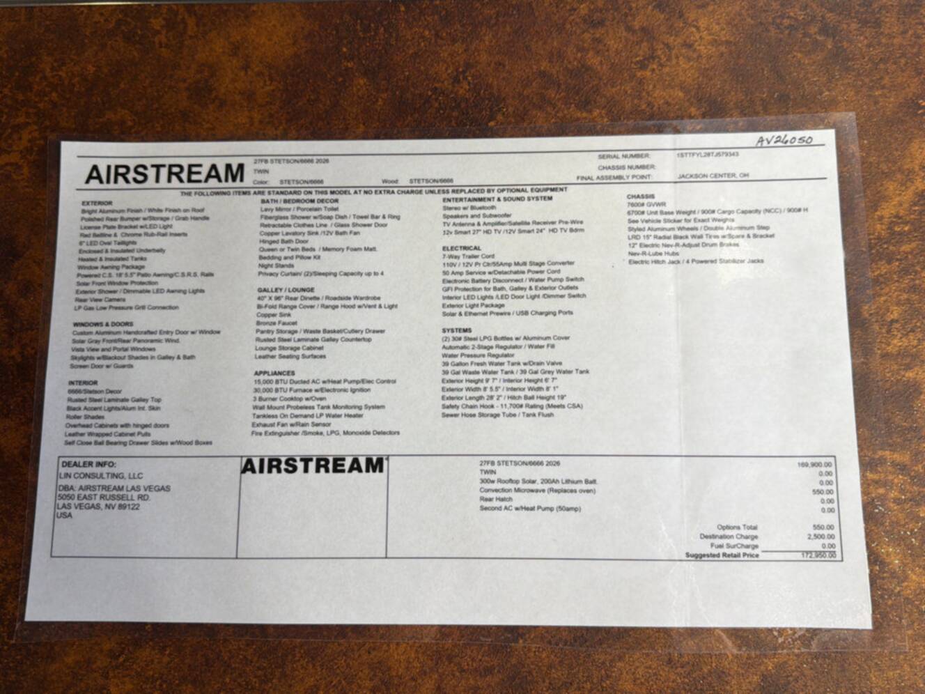 A photo of this 2026 Airstream Stetson 6666's Special Edition 27FB Twin