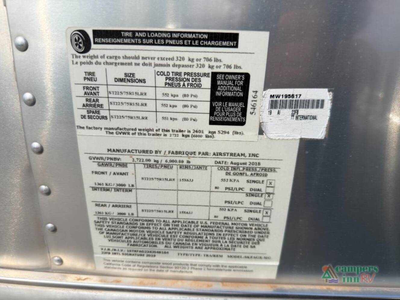 A photo of this 2019 Airstream International Signature 23FB
