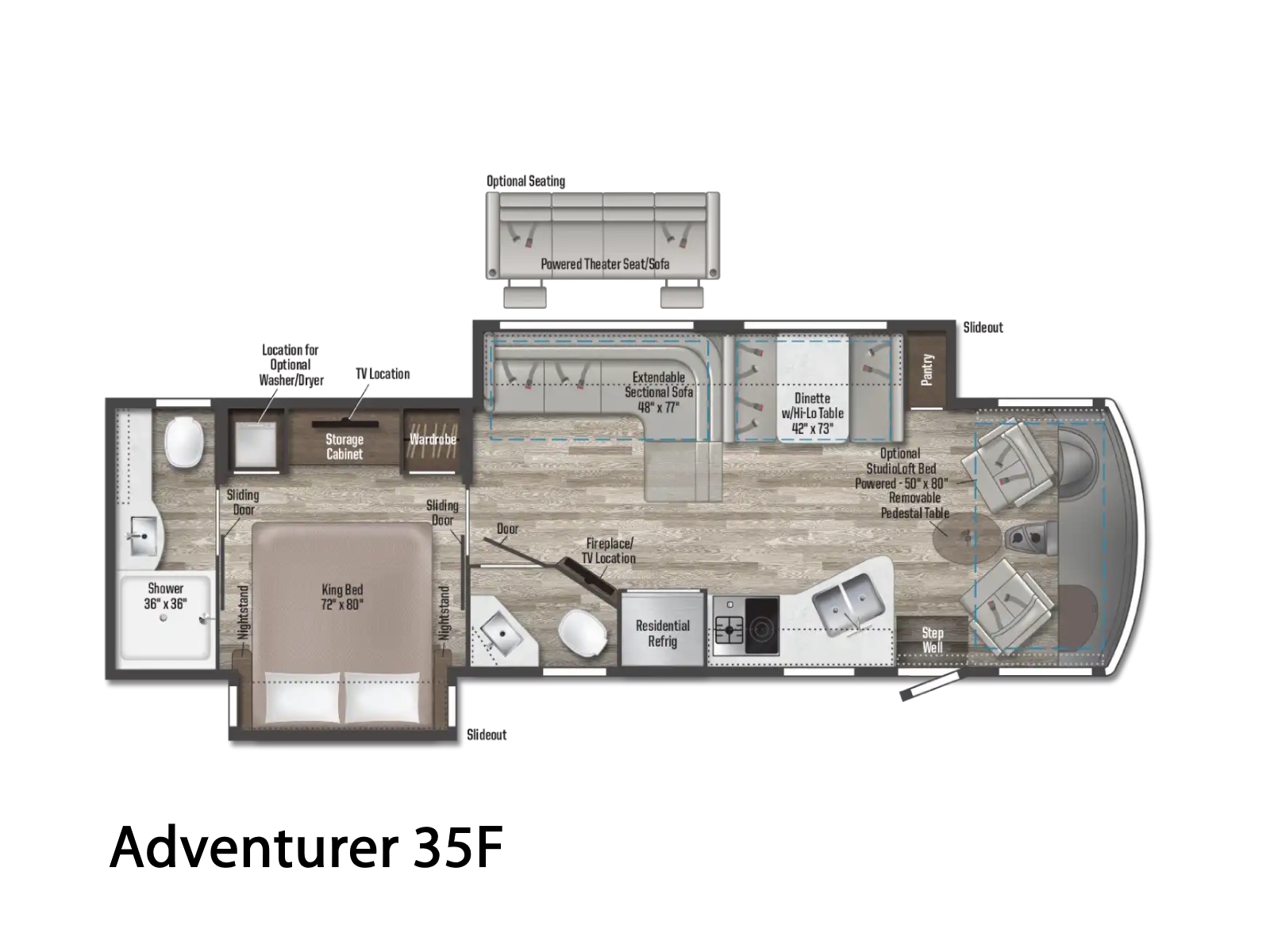 A photo of this 2025 Winnebago Adventurer 35F