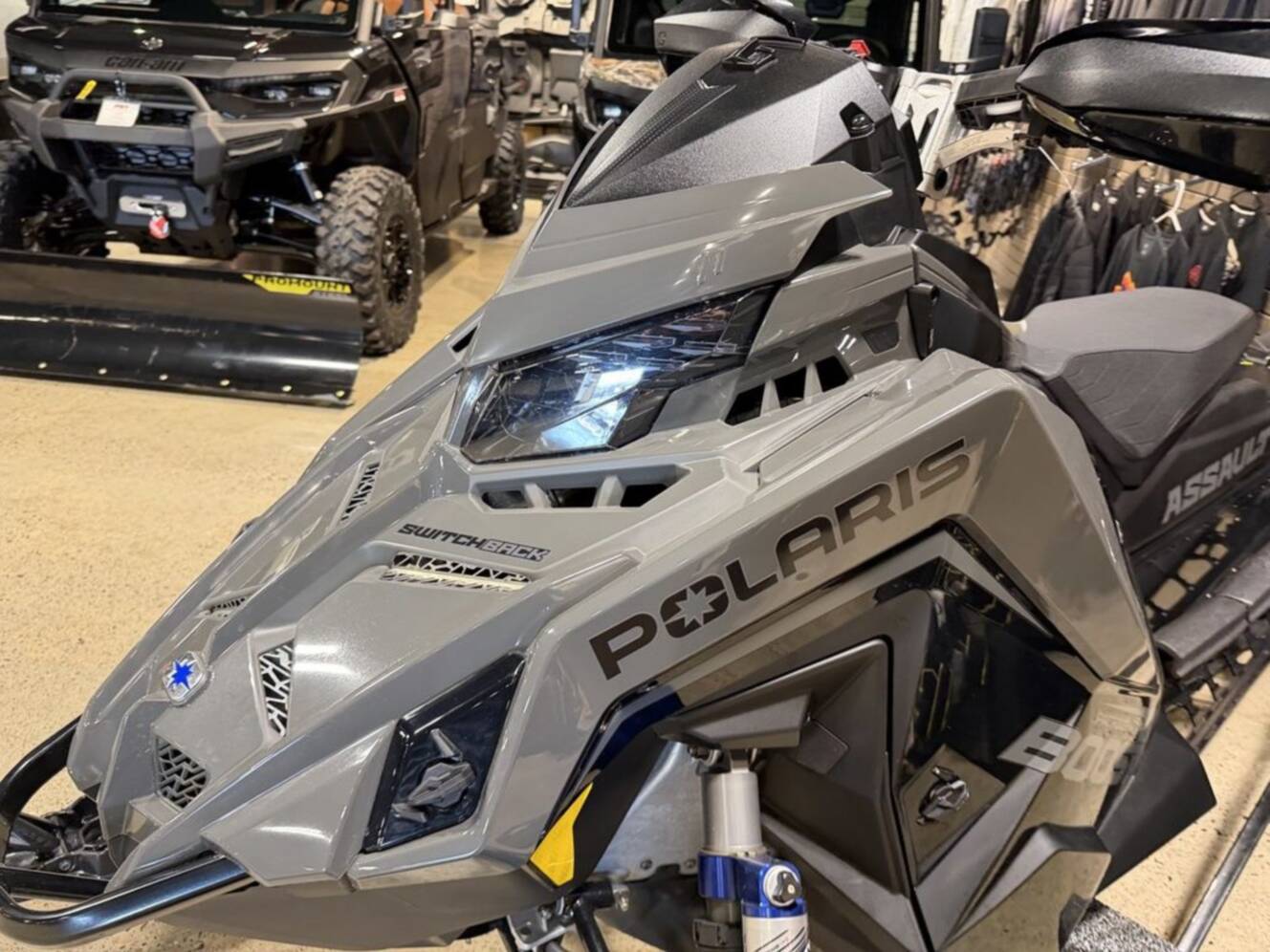 A photo of this 2025 Polaris® Boost Switchback Assault 146 Shadow Gray / Gloss Black