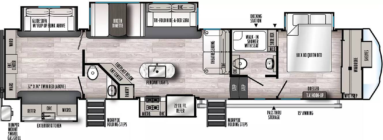 A photo of this 2021 Forest River Rv Sandpiper 384QBOK