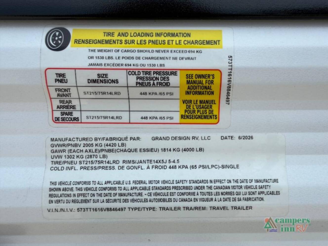 A photo of this 2027 Grand Design Transcend Lite 121RBL