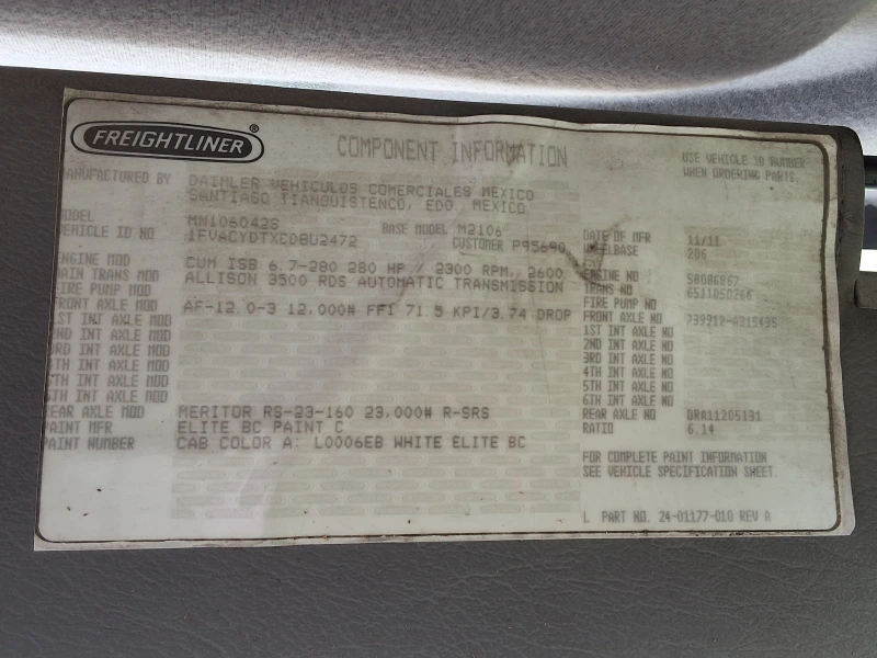 2012 FREIGHTLINER BUSINESS CLASS M2 106