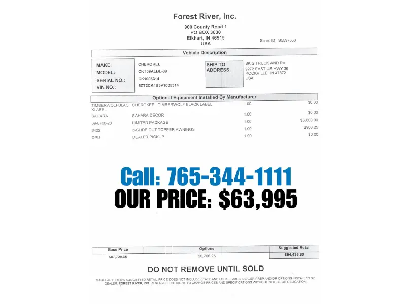 2027 Forest River Cherokee Timberwolf 39ALBL