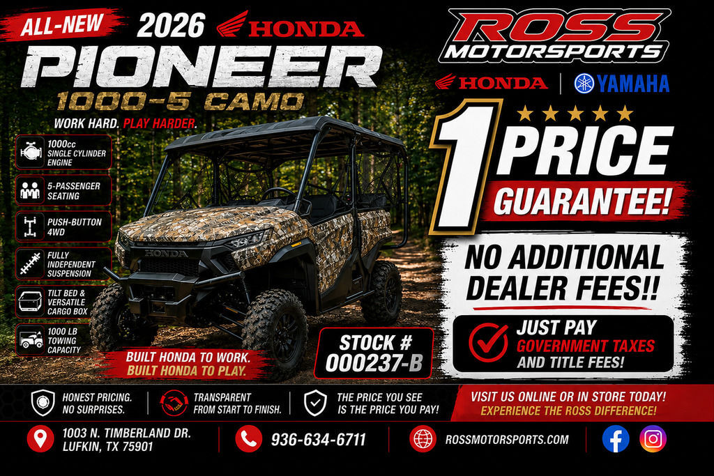 2026 Honda® Pioneer 1000-5 Deluxe TrueTimber Atera Camo UTV/Utility ATV