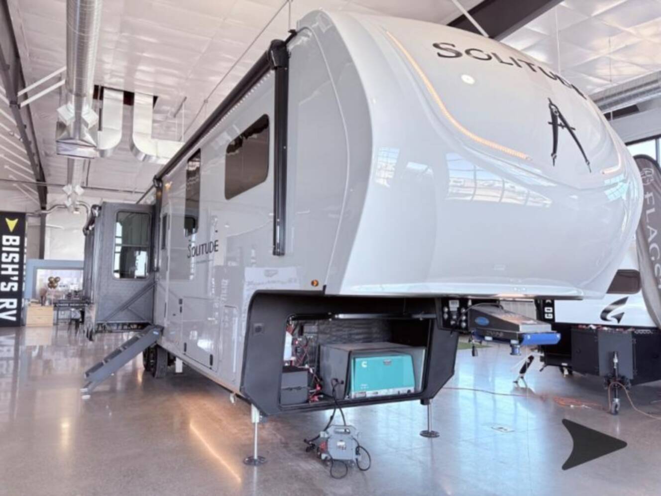 A photo of this 2026 Grand Design Solitude 370DV FULL BODY PAINT - SMOKE