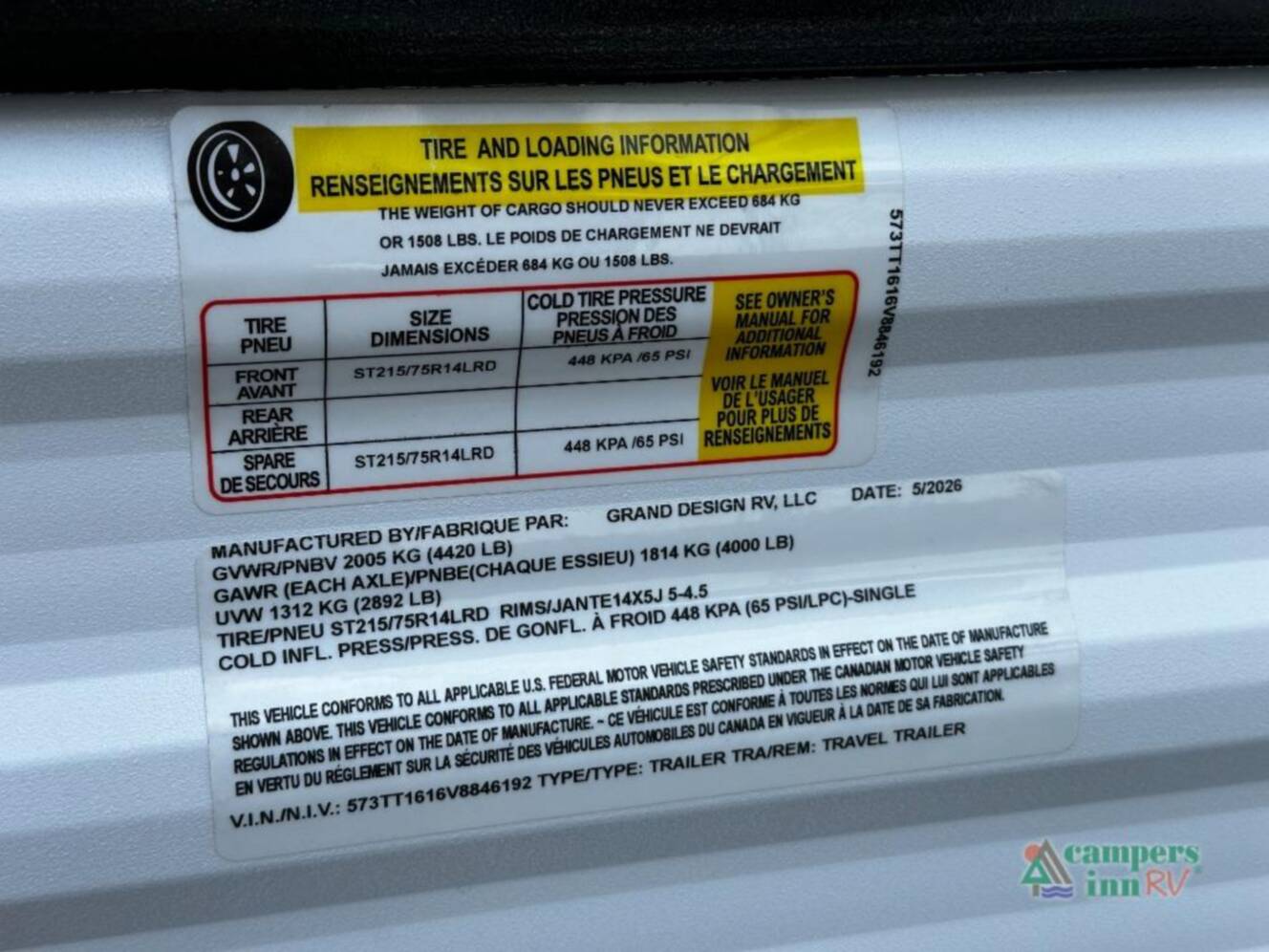 A photo of this 2027 Grand Design Transcend Lite 121RBL