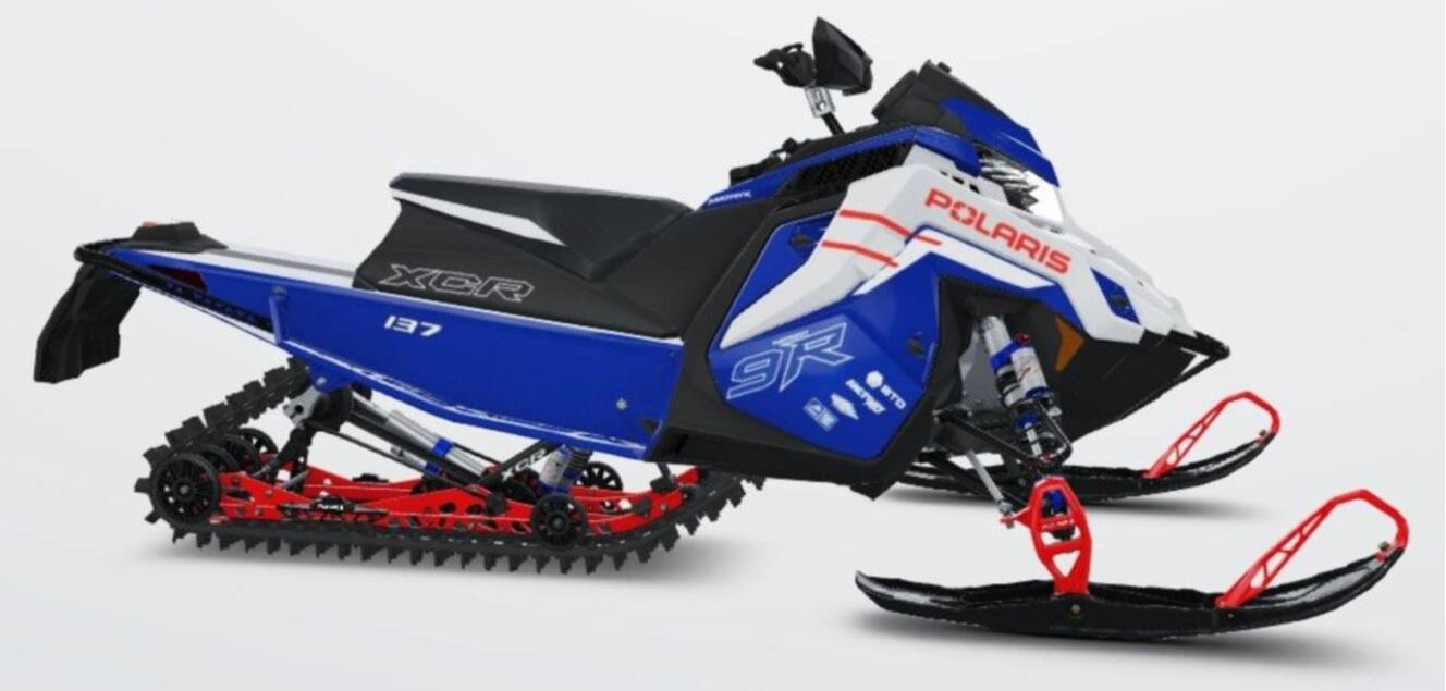 A photo of this 2027 Polaris® Patriot 9R INDY XCR 137 Polaris Blue Metallic / White L