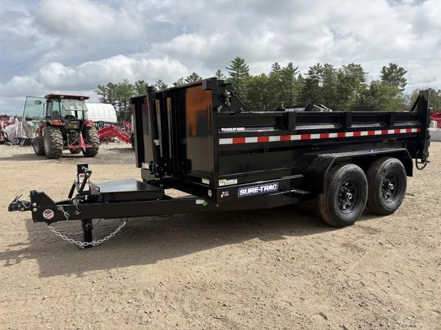 2026 SURE-TRAC 7X12 Powder Coated 14K Telescopic Dump Trailer W/S in Turner, ME
