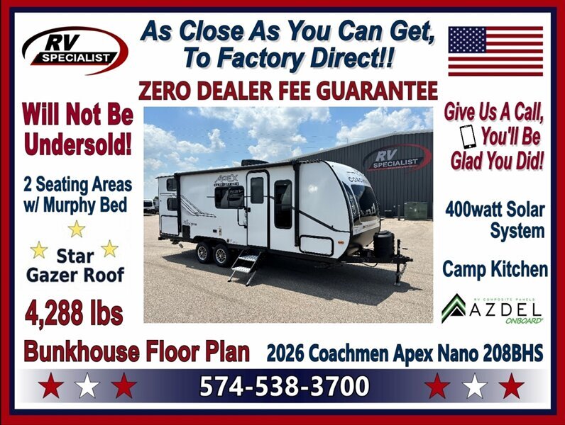 2026 Coachmen Apex Nano 208BHS in goshen IN