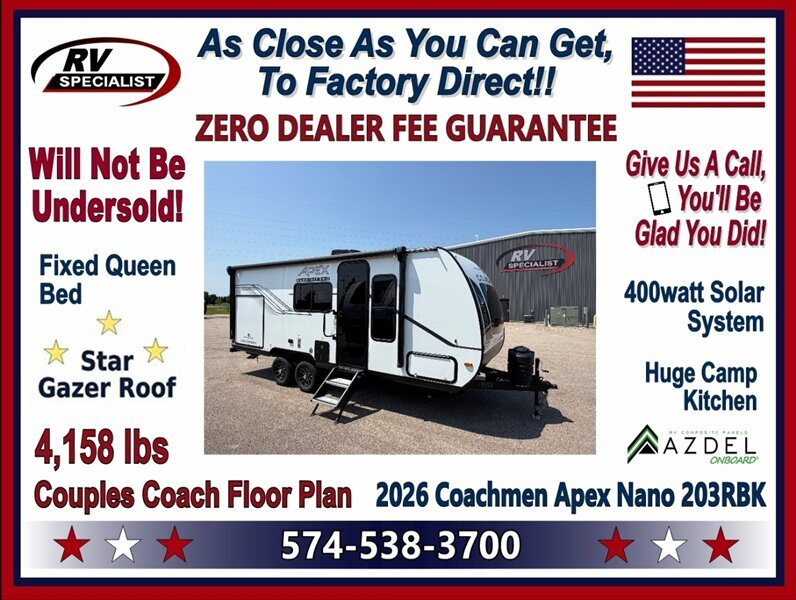 2026 Coachmen Apex Nano 203RBK in goshen IN
