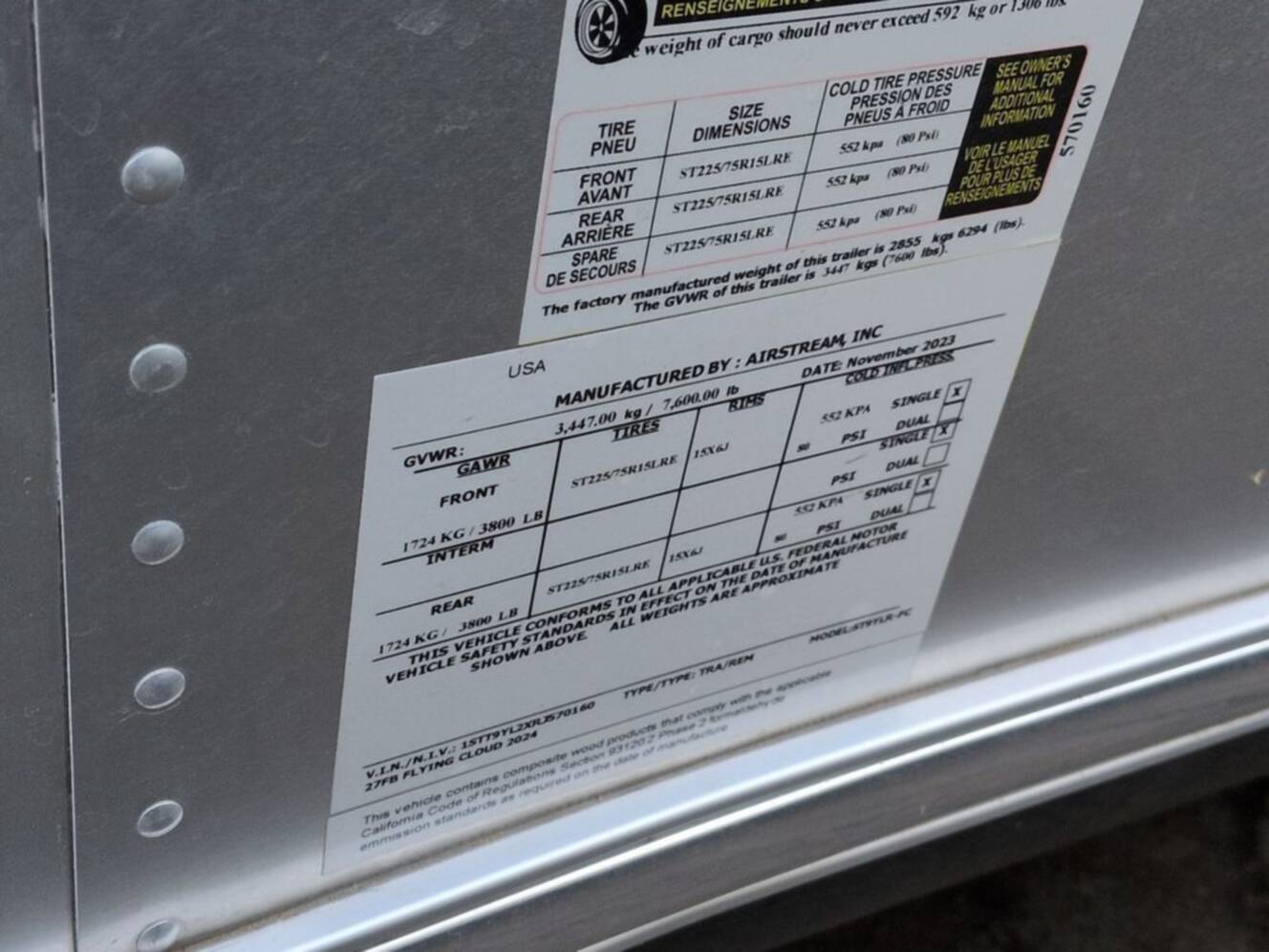 A photo of this 2024 Airstream Flying Cloud 27FB