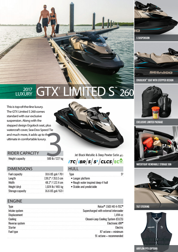 2017 Sea-Doo GTX LIMITED S 260 LIMITED S 260 in Brick, NJ