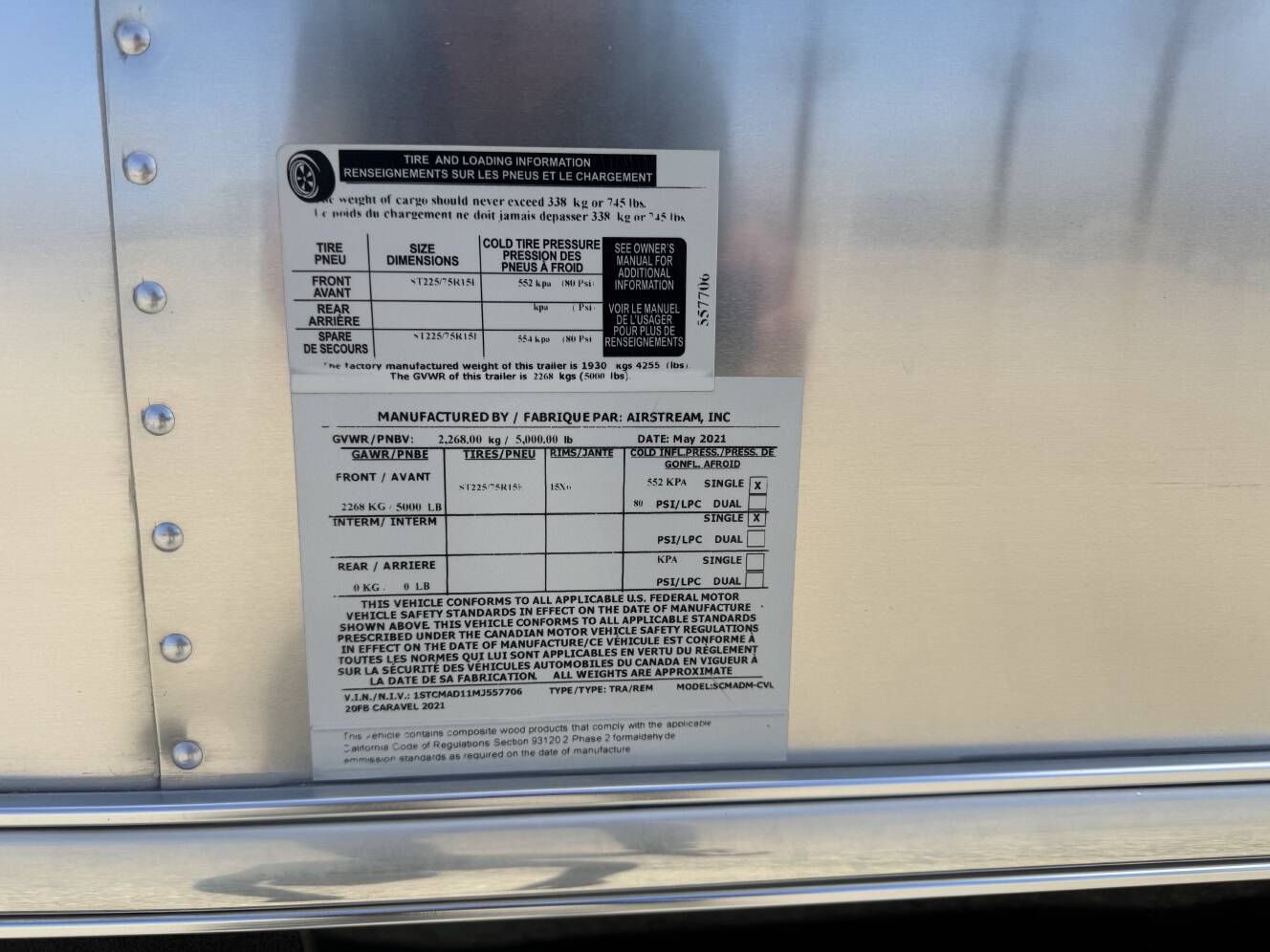 A photo of this 2021 Airstream CARAVEL 20FB
