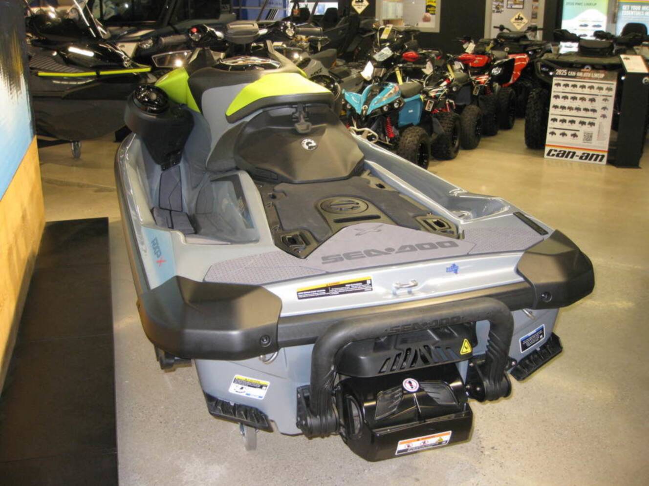A photo of this 2025 Sea-Doo RXP-X 325 Tech, BRP Premium A, iBR Ice Metal / Manta