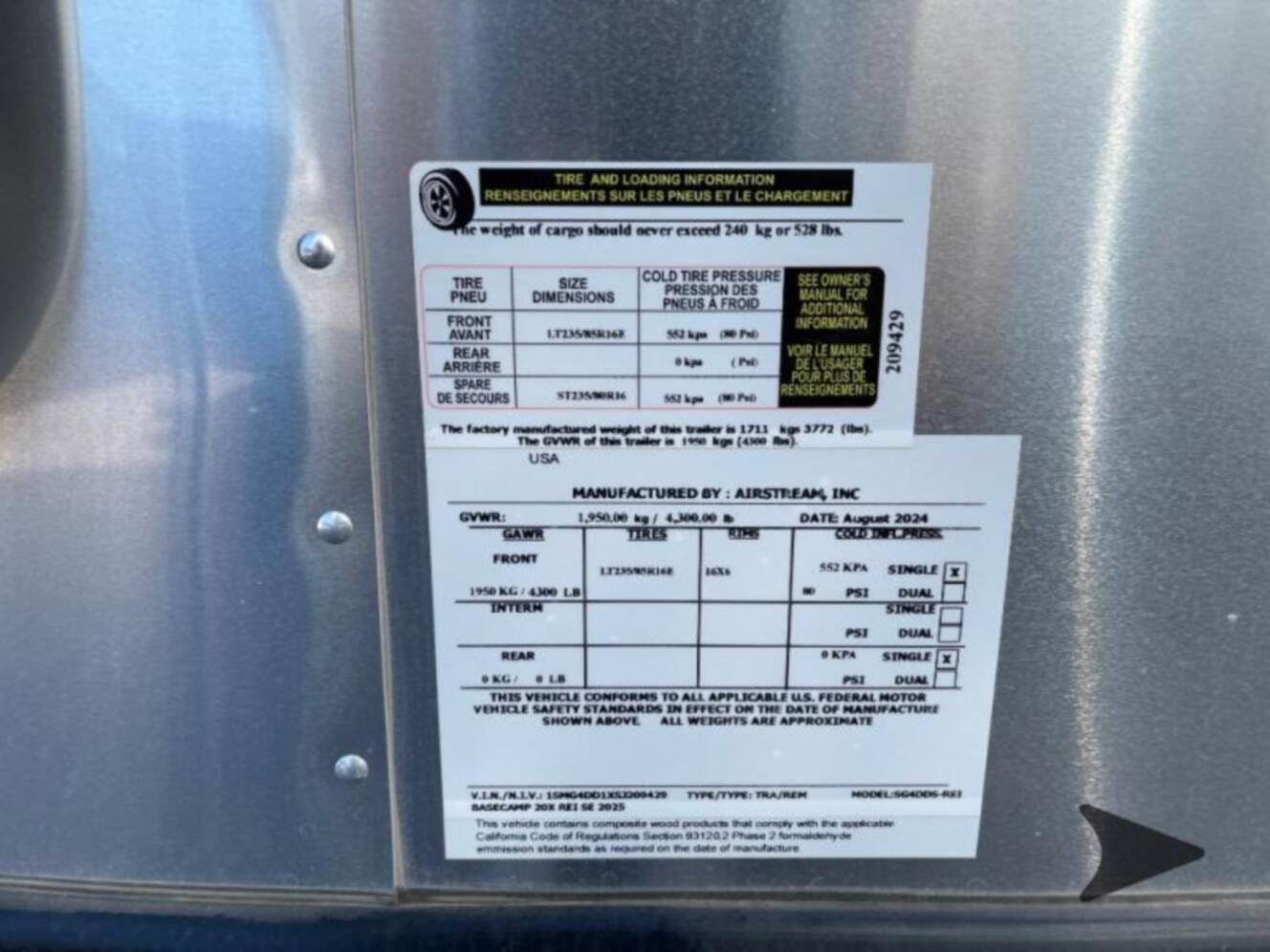 A photo of this 2025 Airstream REI Special Edition Basecamp 20X