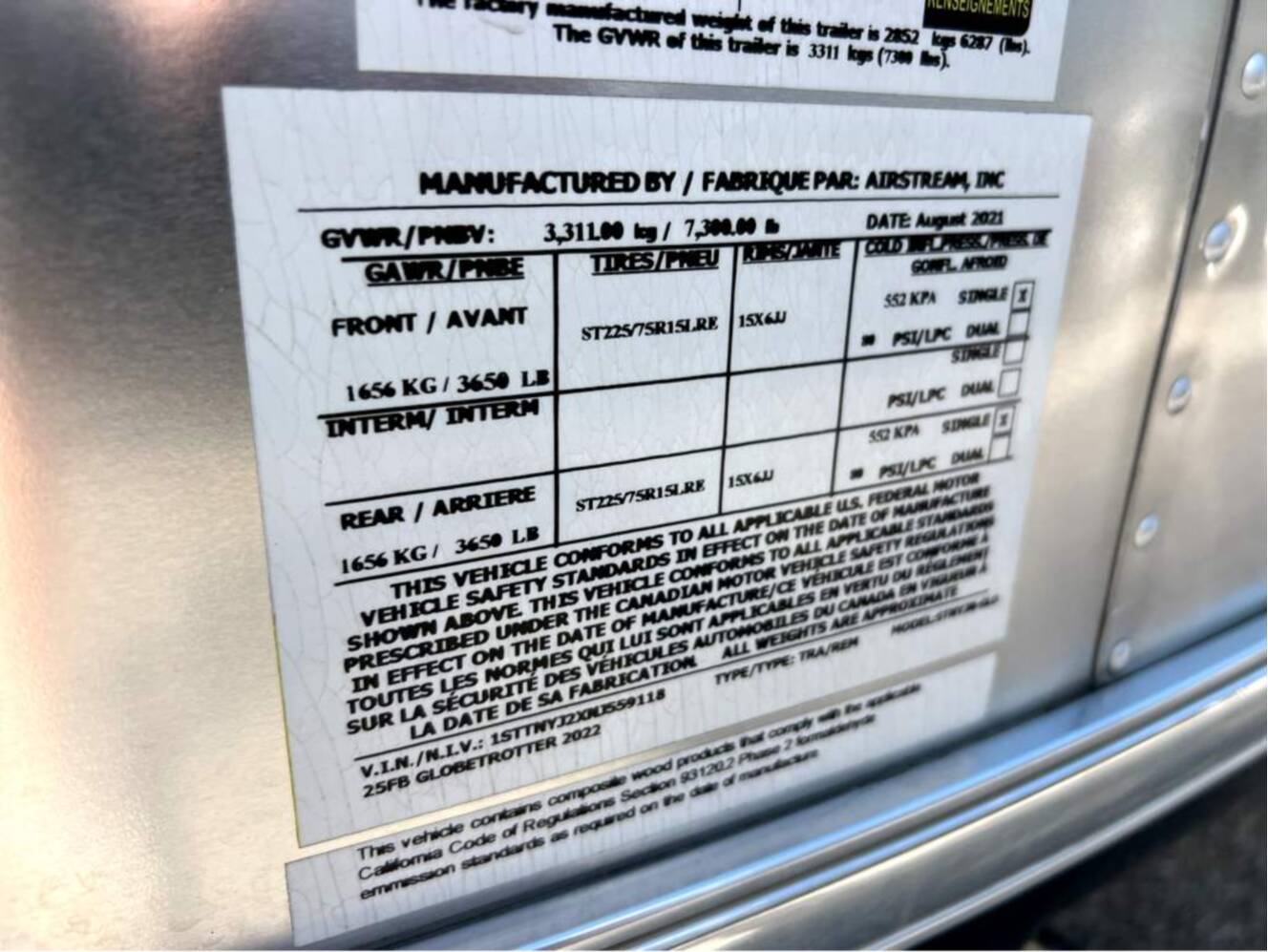 A photo of this 2022 Airstream Globetrotter 25FBT