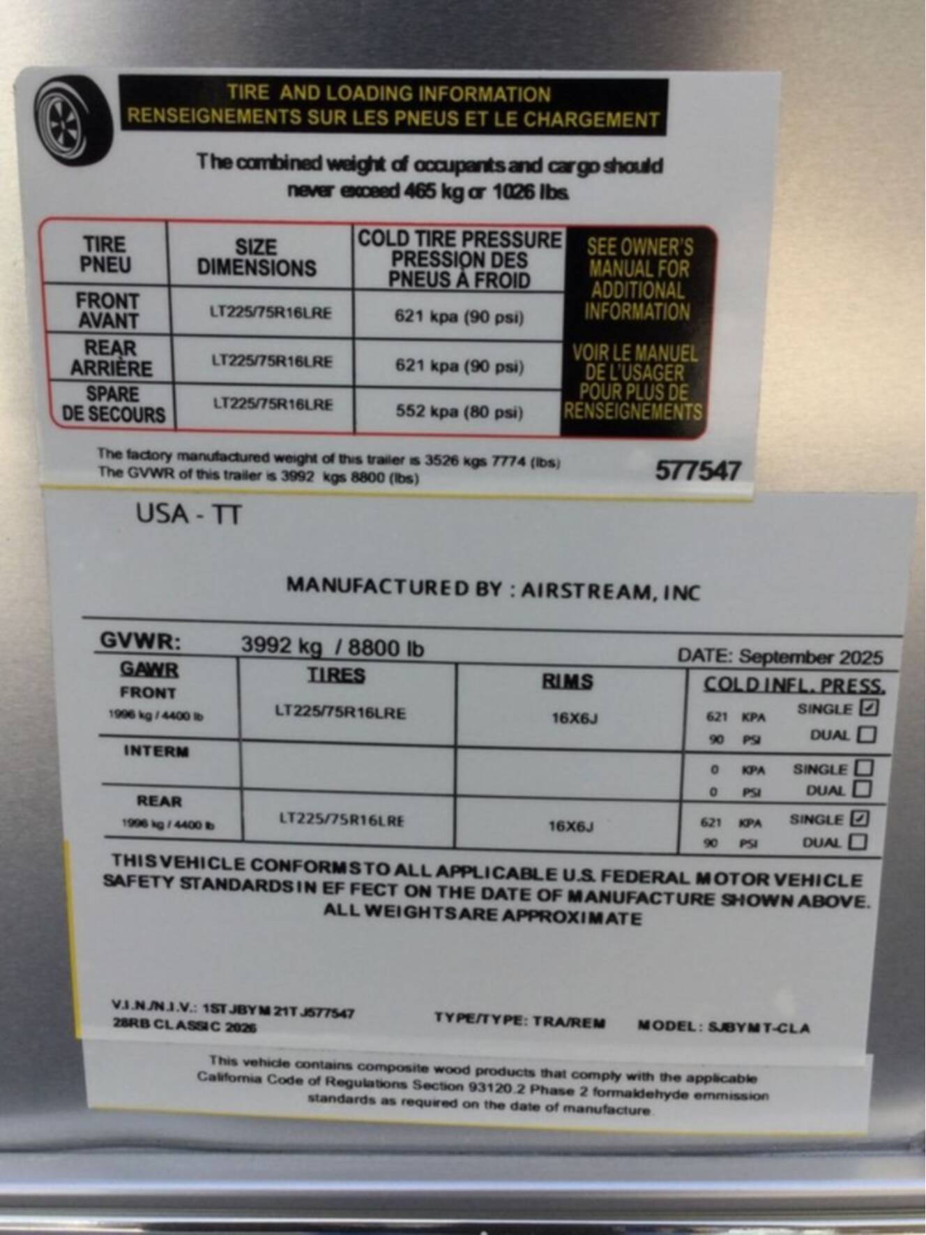 A photo of this 2026 Airstream Classic 28RB