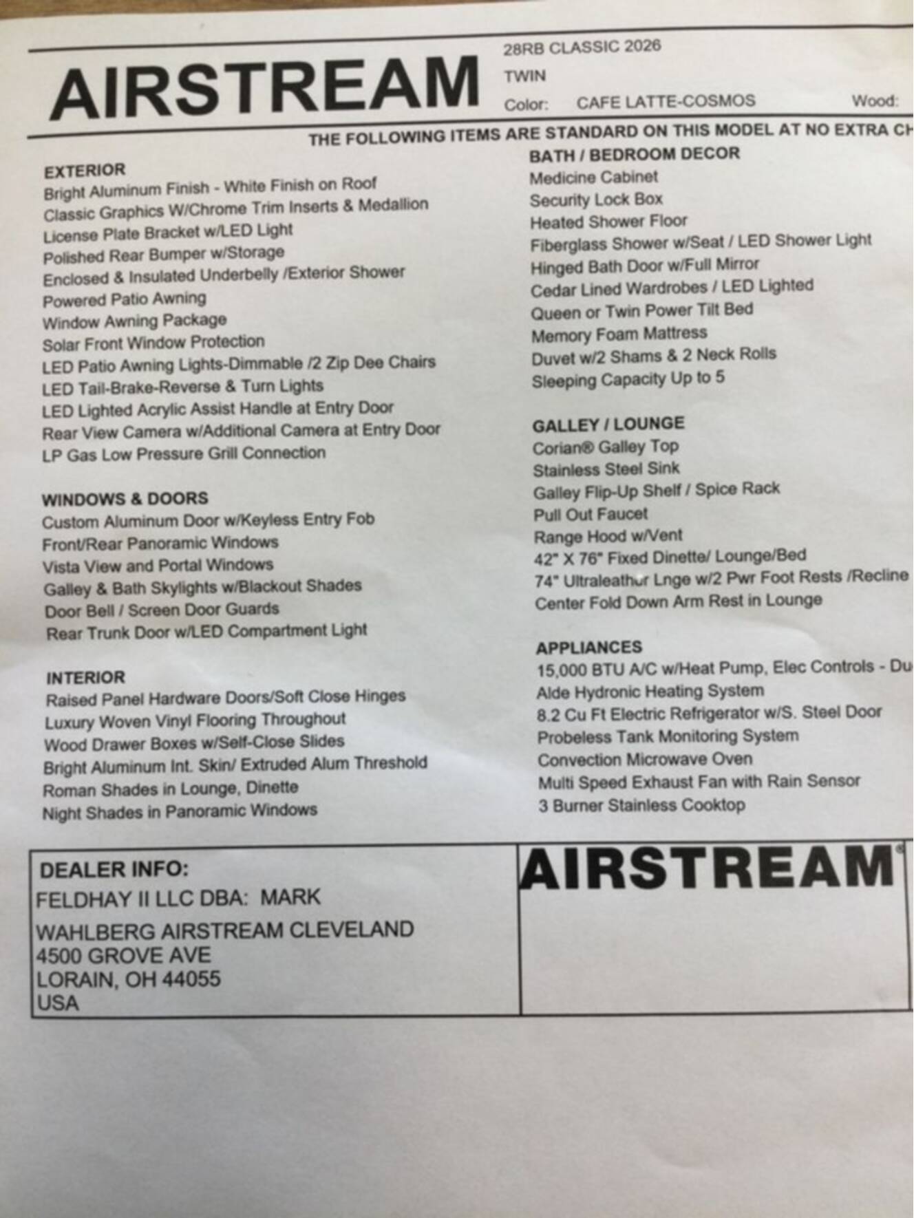 A photo of this 2026 Airstream Classic 28RB