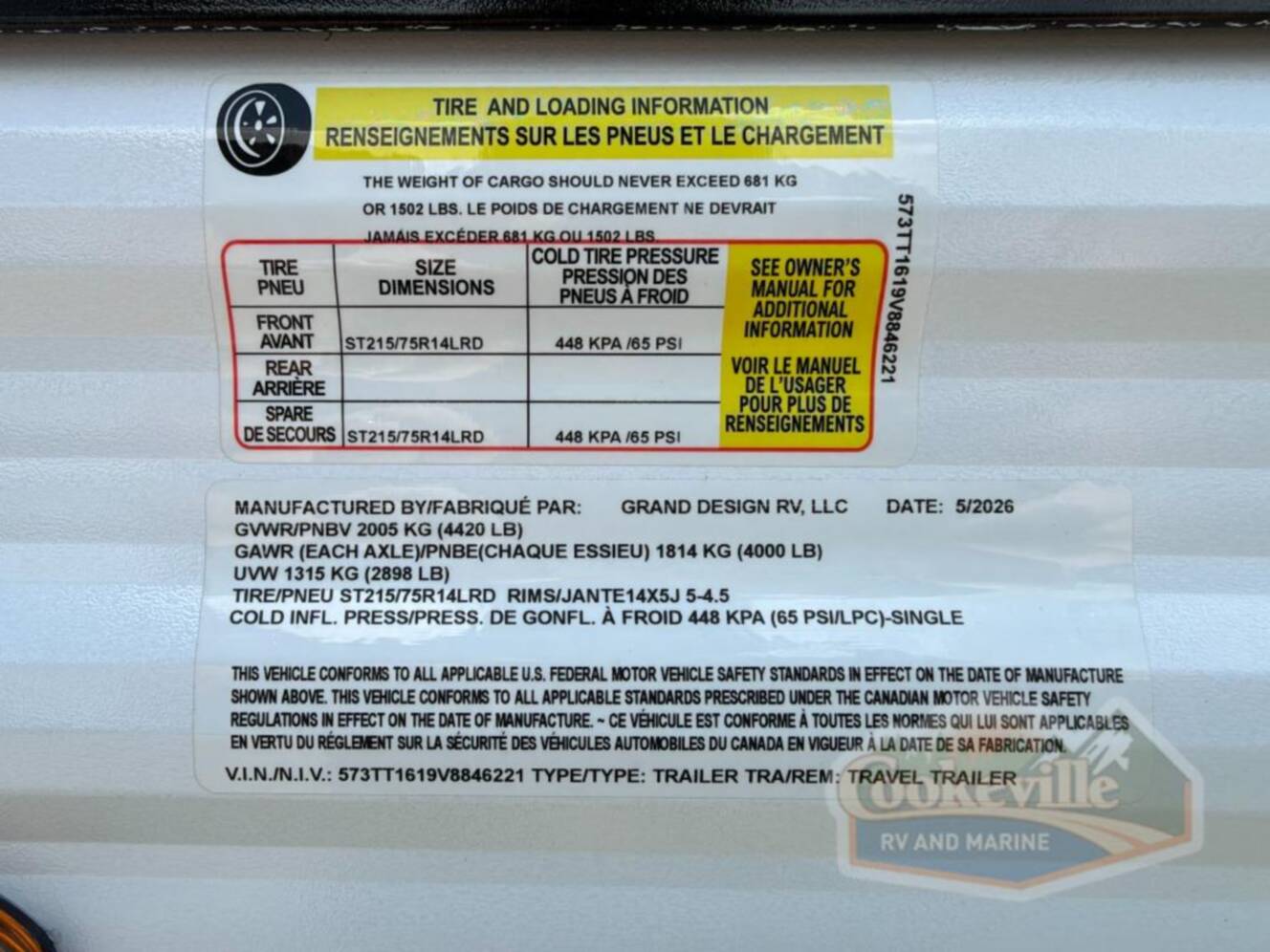 A photo of this 2027 Grand Design Transcend Lite 121RBL
