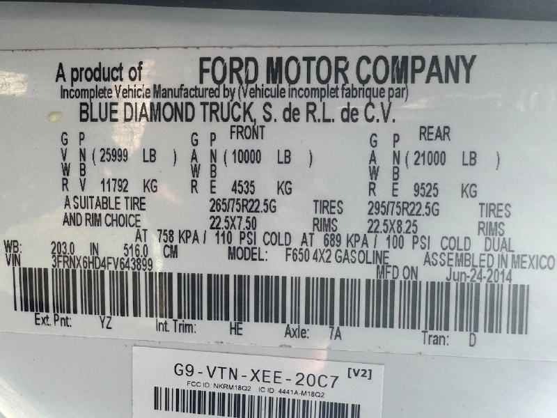 2015 FORD F650