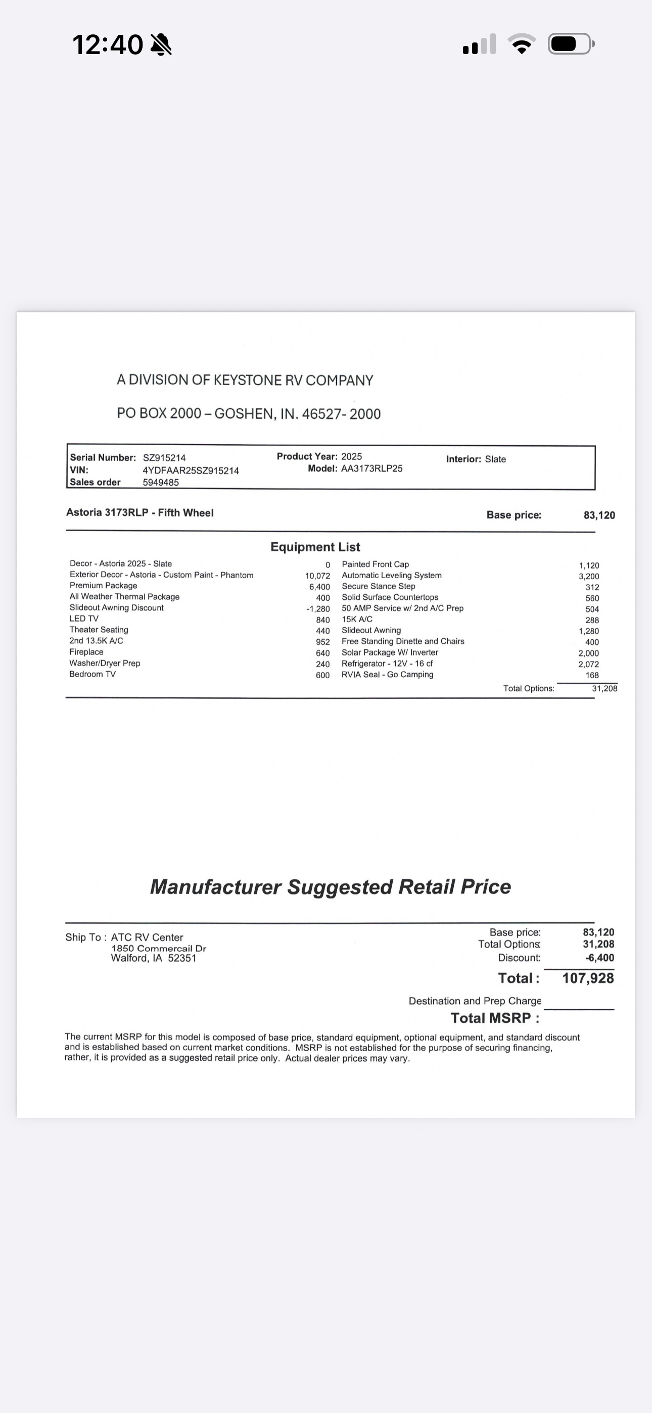 2025 Dutchmen ASTORIA FIFTH WHEEL PLATINUM 3173RLP RV