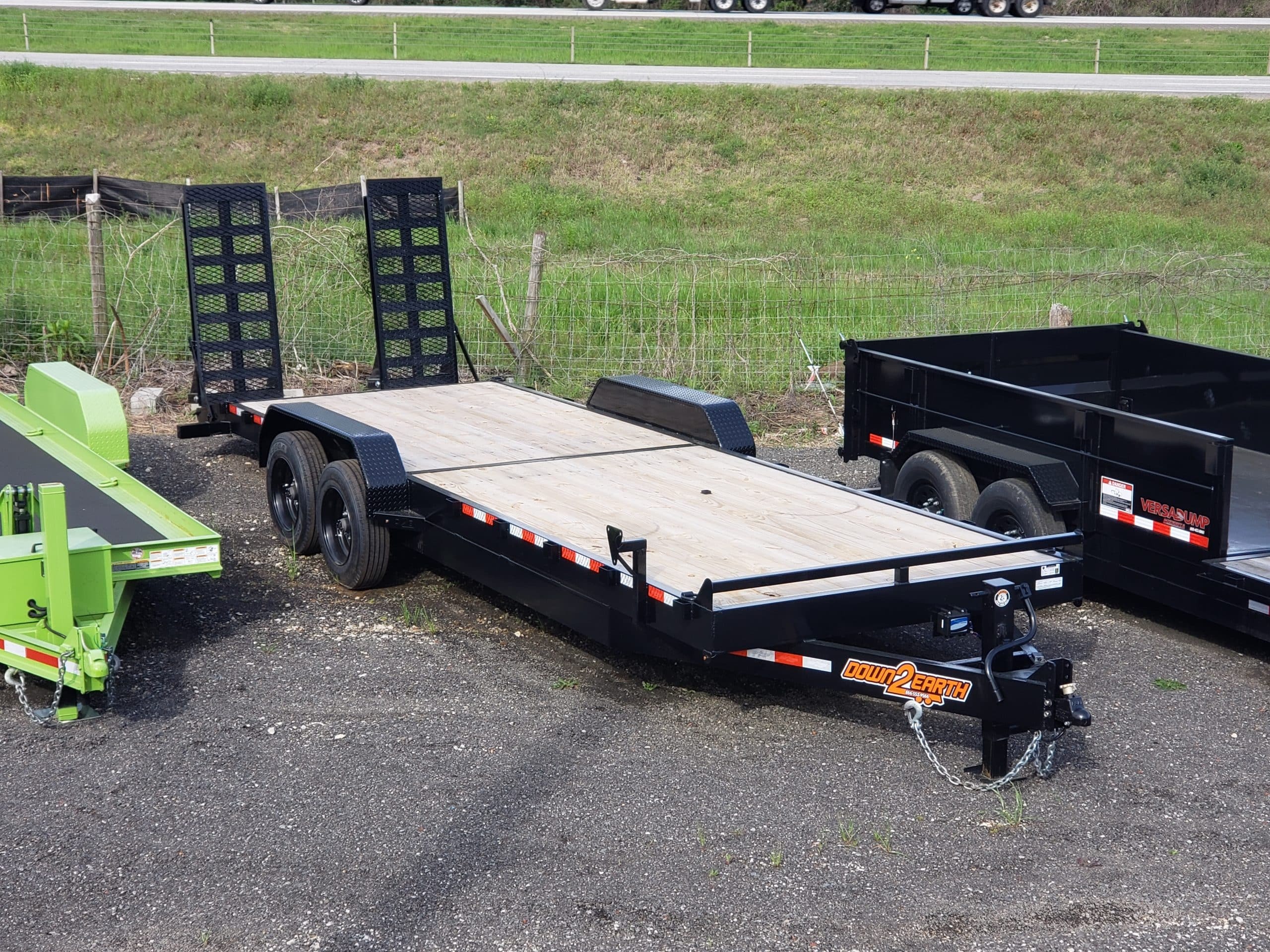 2026 Down 2 Earth Trailers 82x24 17.5k Wood Deck 7x24 equipment atv trailer in Byron, GA