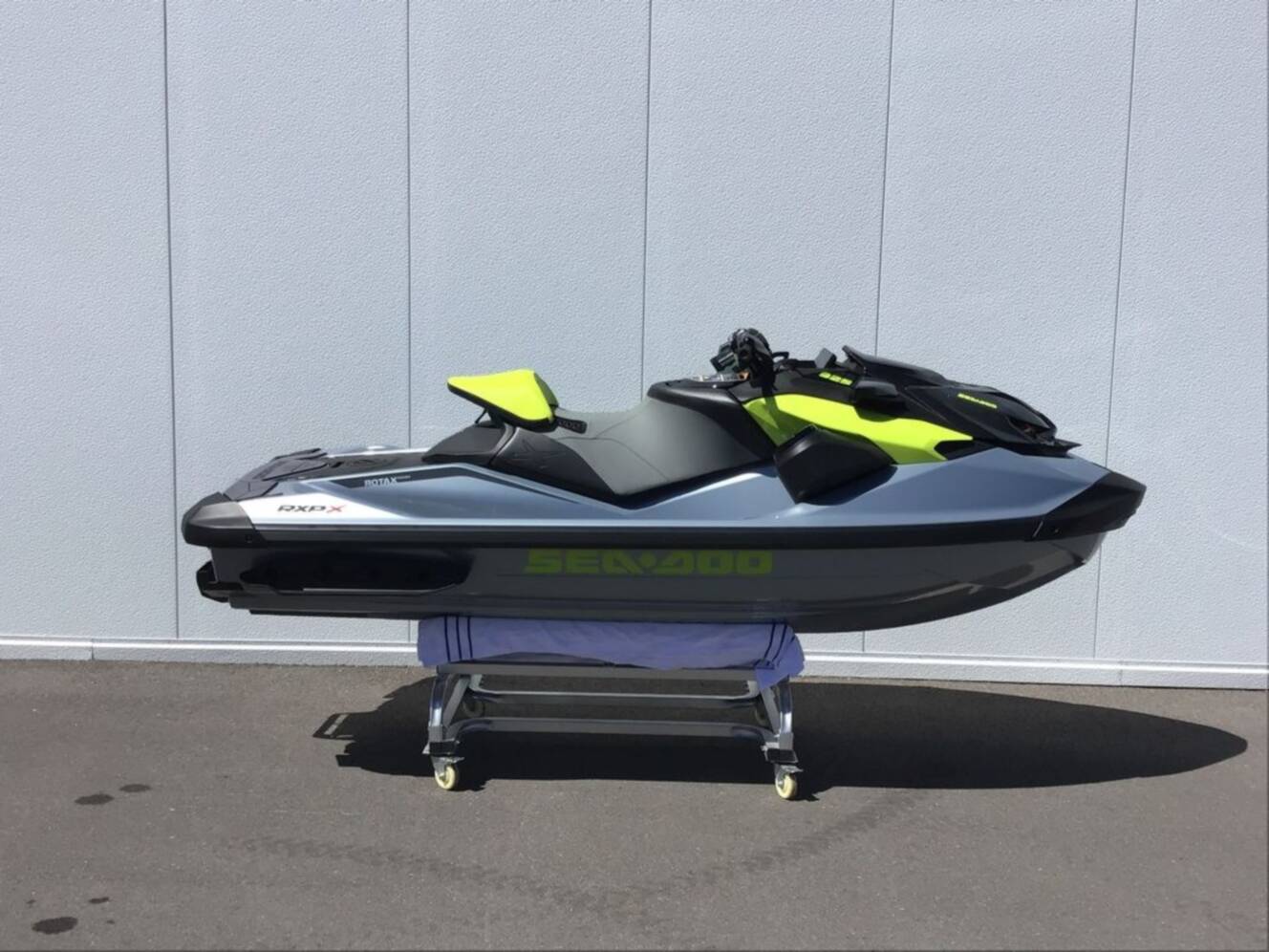 A photo of this 2026 Sea-Doo RXP-X 325 Tech, BRP Premium A, iBR Ice Metal / Manta