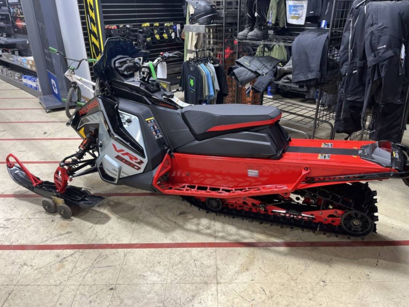 A photo of this 2026 Polaris® 850 INDY VR1 137 Dynamix Premium Frosted Silver Met / B