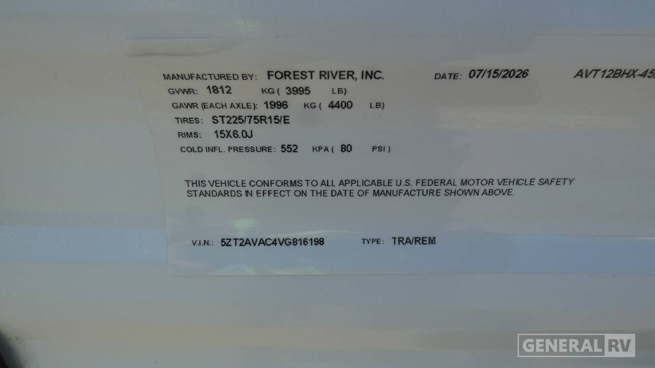A photo of this 2027 Prime Time Rv AVENGER 12BHX
